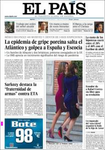 El culo es el mensaje. El diario El País reflejó la visita de Sarkozy con una foto de las posaderas de la primera dama francesa y las de la Princesa de Asturias en portada.